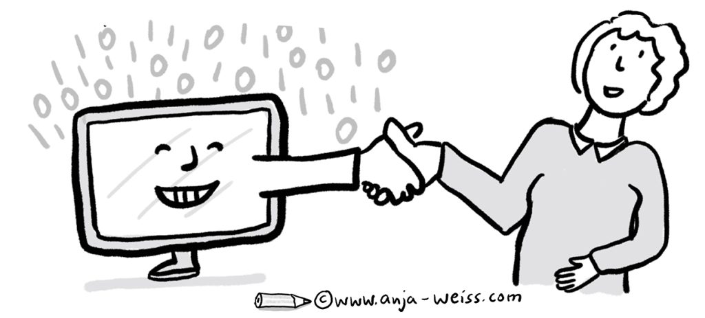 Illustration, Digitalisierung, Kommune, bechtle, Anja Weiss,, zeichnen, KI, AI, Computer, Cyber