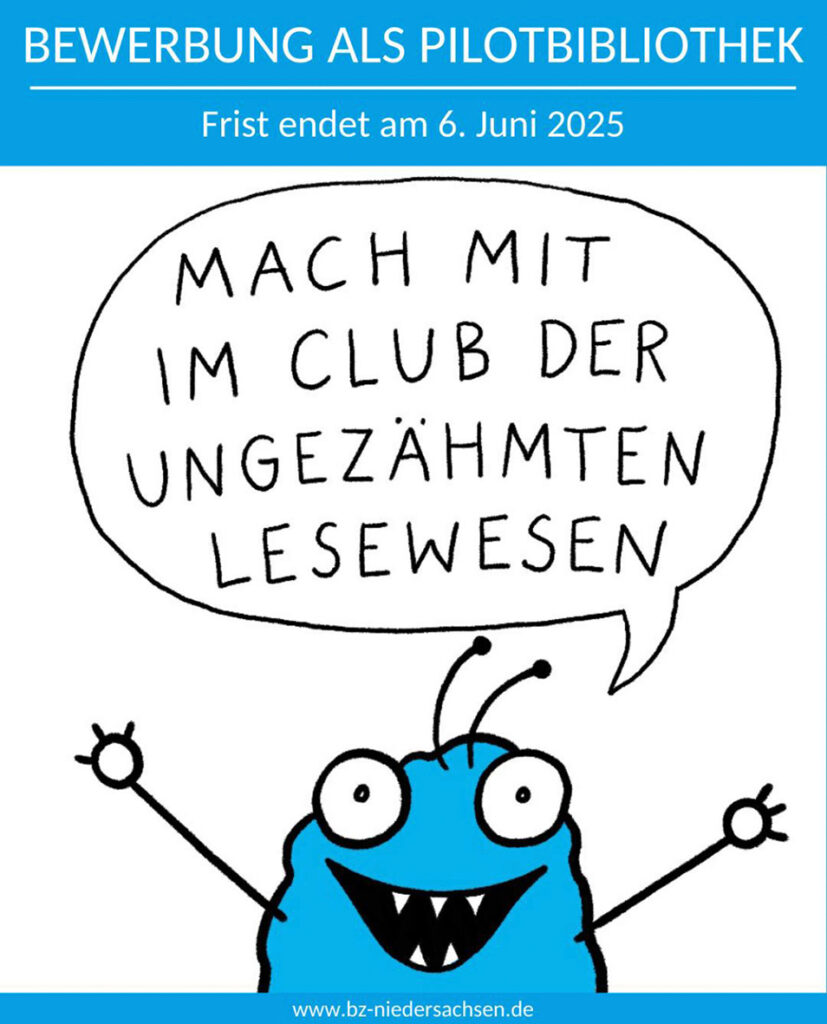 BüchereizentraleNDS_Pilotprojekt, ÜBÜ, Club der ungezähmten Lesewesen, Leseförderung, Grundschulkinder, Lesen, Bücherei, Niedersachsen, Pilotprojekt, Illustration, ID-Figur, Anja Weiss