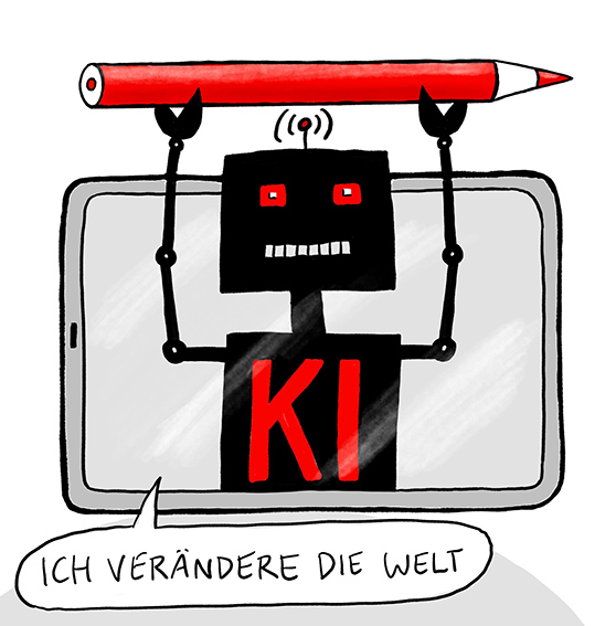 KI_in_der_Visualisierung, AI, KI, Human Intelligence, Illustration, Visualisierung, Bilder generieren, Handzeichnung, handgezeichnet